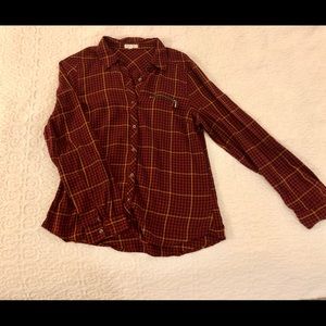 Dark red/orange plaid shirt